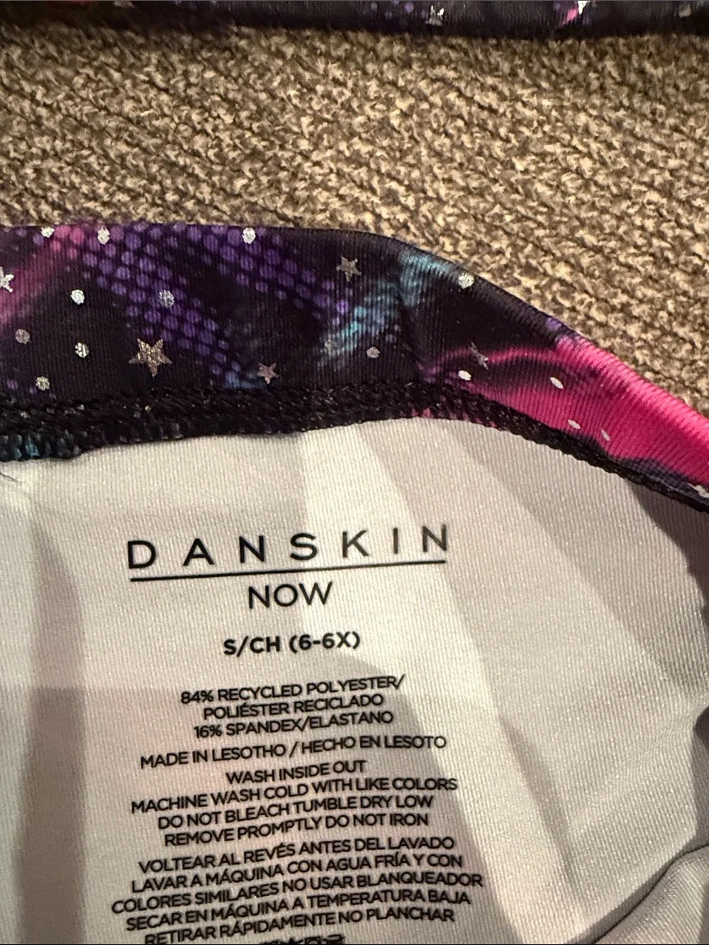 Danskin Black Sports Bra & Shorts Set with Pink & Teal Accents